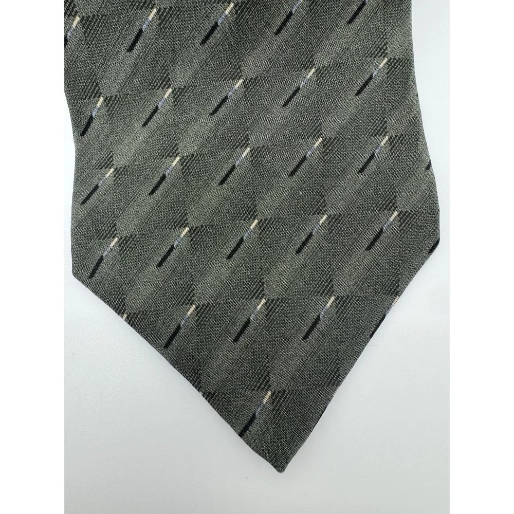 Bill Blass Silk Tie Green Geometric Pattern Classic Designer Necktie USA